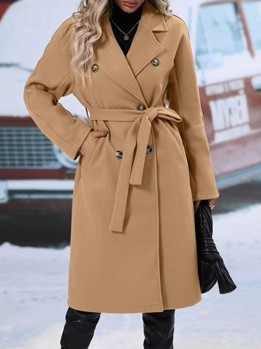 Street-Wave Classic Womens Trench Coat With Double Button Closure For Modern Women Warm Winter Style