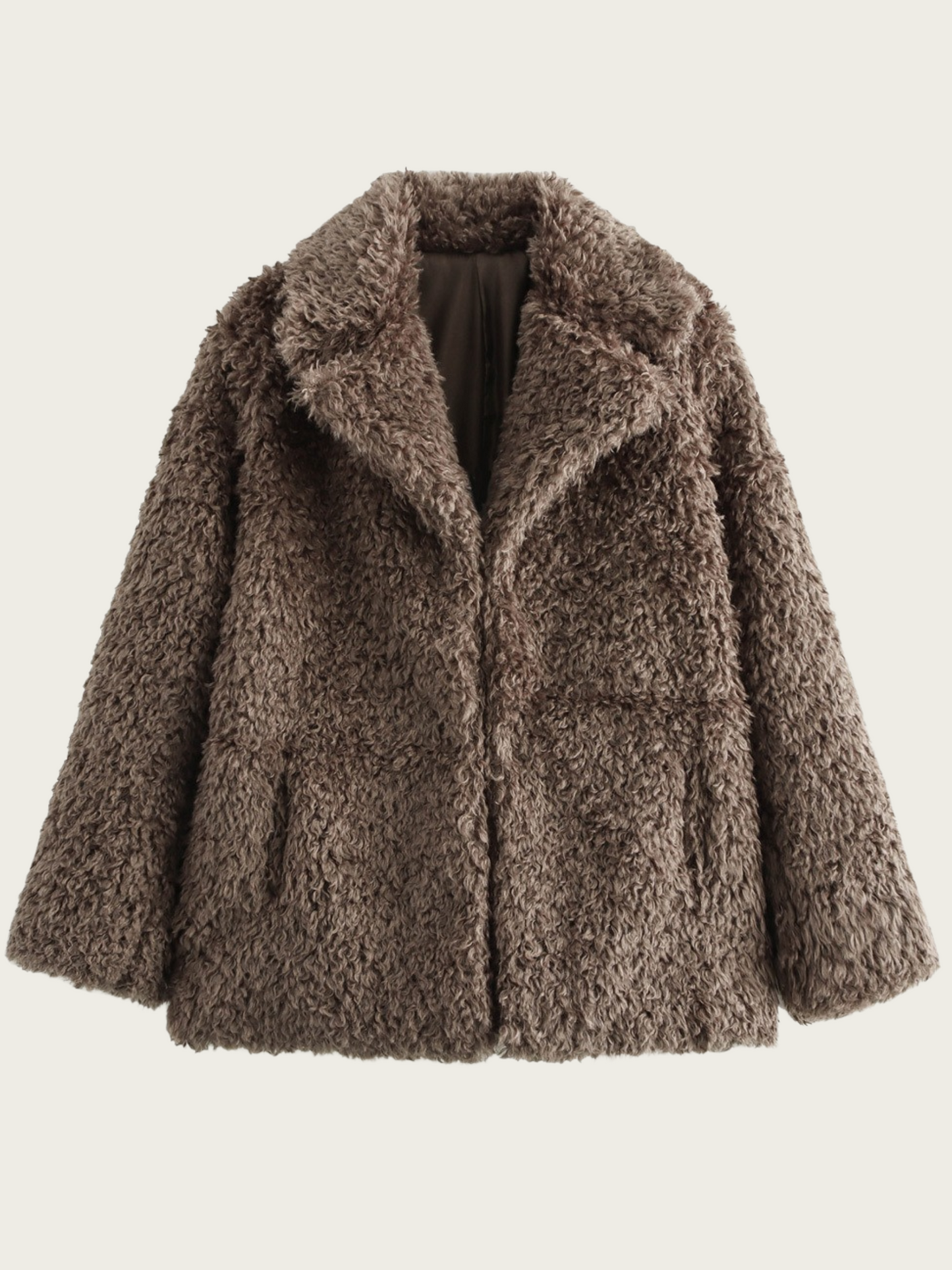 Street Wave Womens Fleece Jacket With Wide Lapels Cozy Soft Plush Warm Everyday Essential For Autumn And Winter Wardrobe