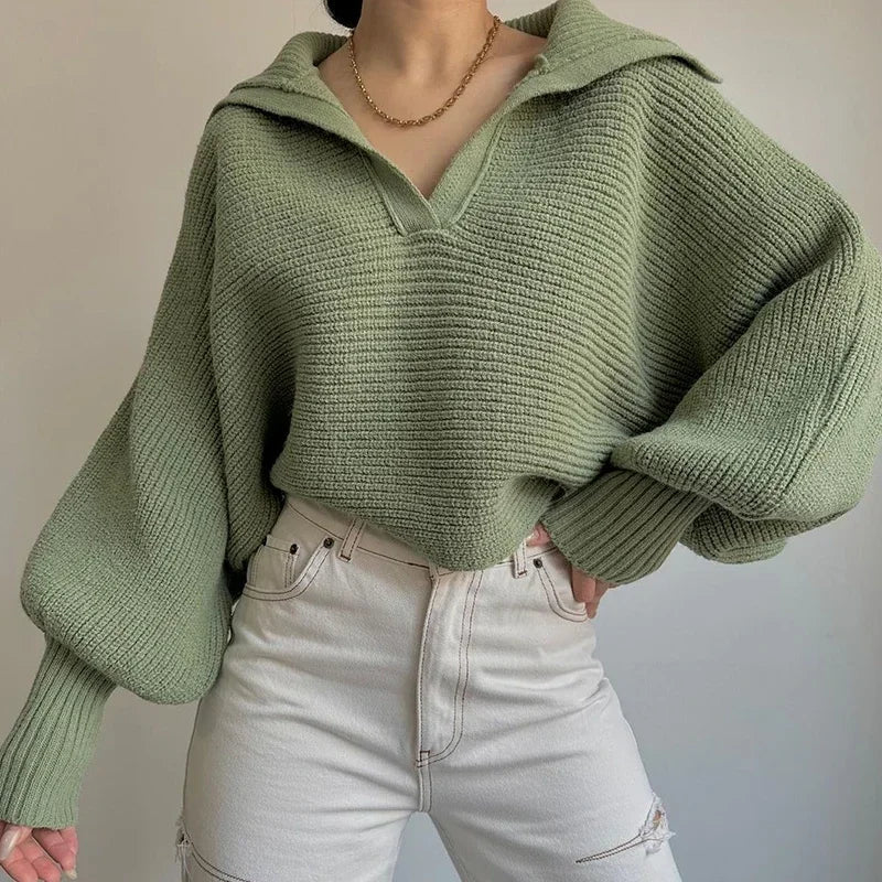 Streetwave Womens Chunky Knit Pullover With Balloon Sleeves For All Season Style And Comfort