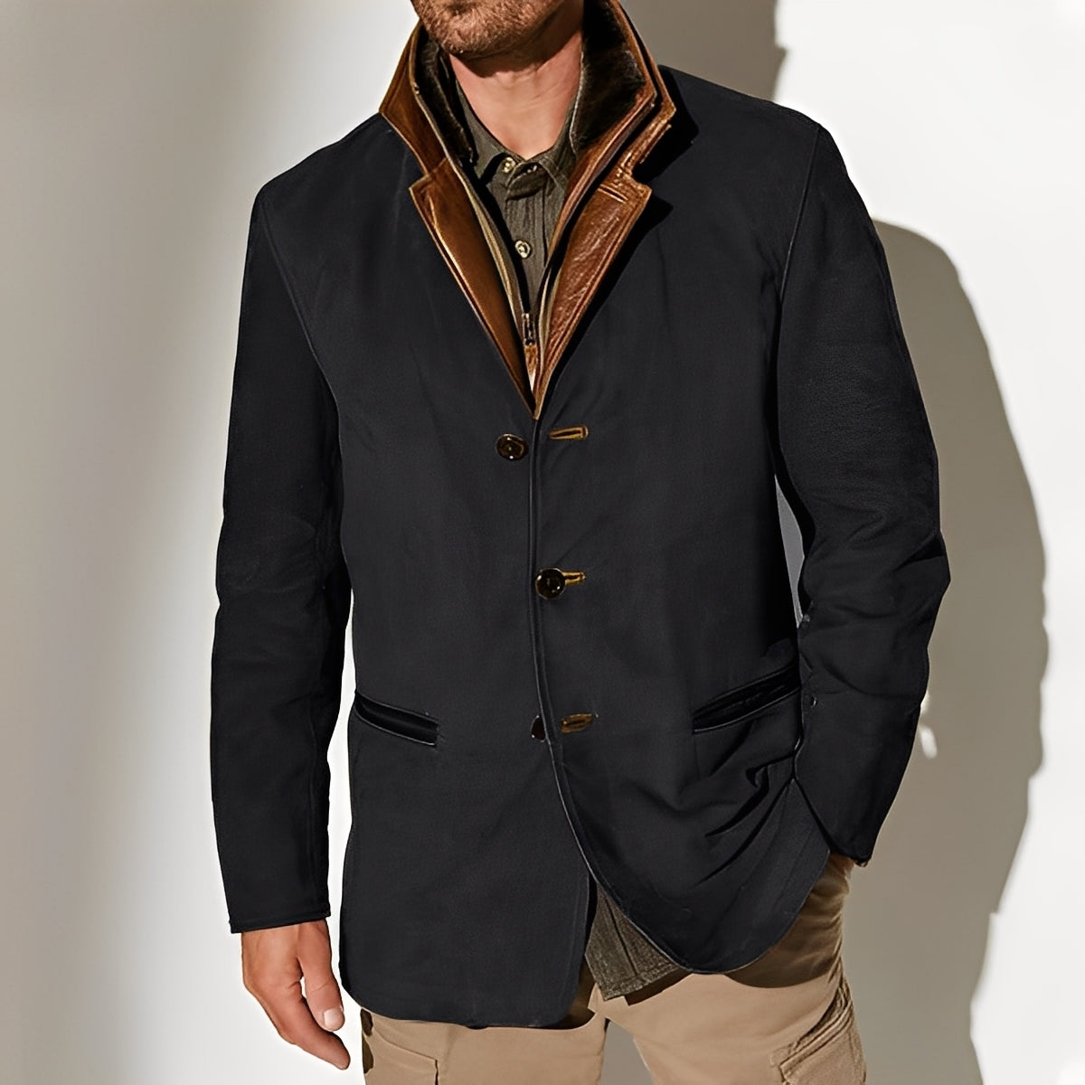 Street-wave Windproof Mens Jacket With Pockets Durable Classic Outerwear Everyday Wear