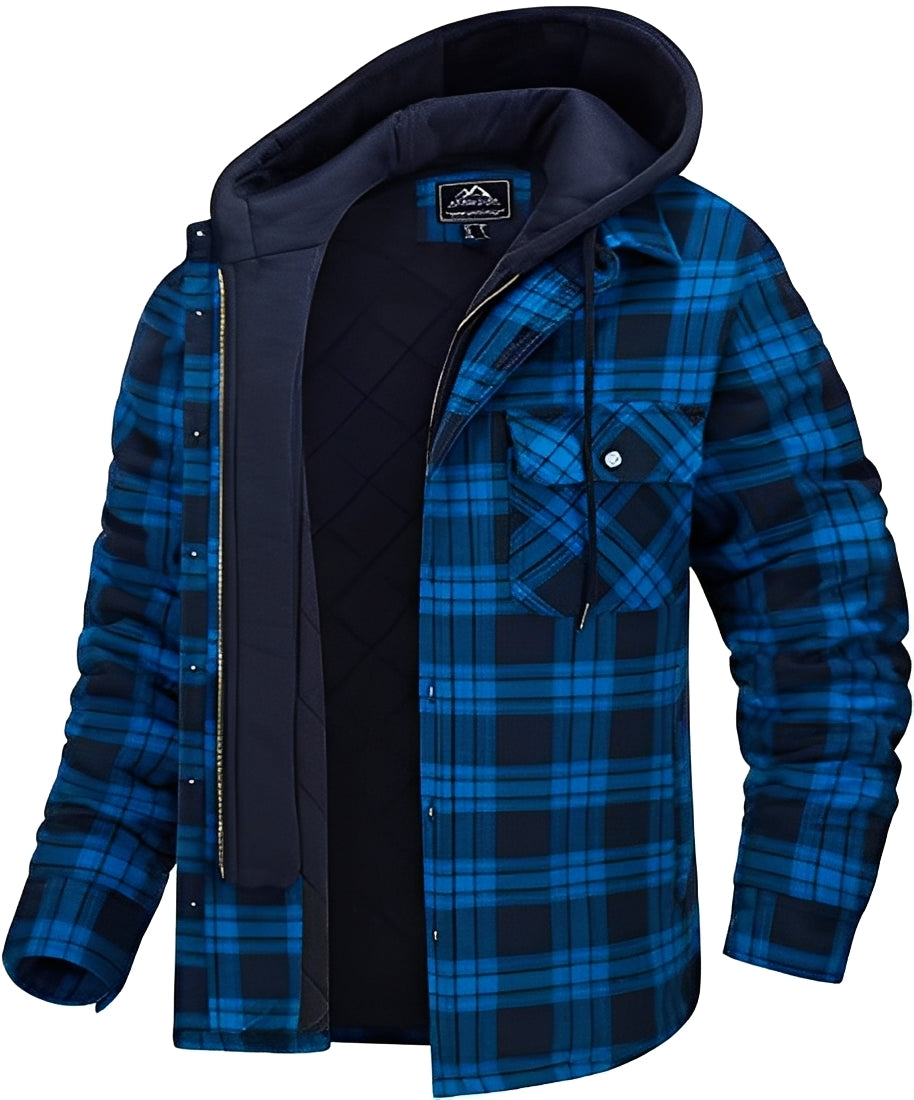 Street-wave Mens Plaid Thick Winter Jacket With Inner Quilted Lining For Warmth And Comfort