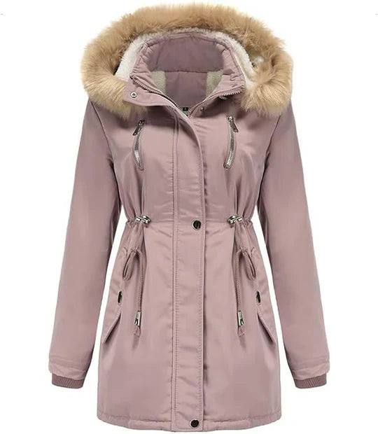 Street-wave Womens Long Parka Coat With Faux Fur Hood And Cozy Fleece Lining For Cold Winter Days