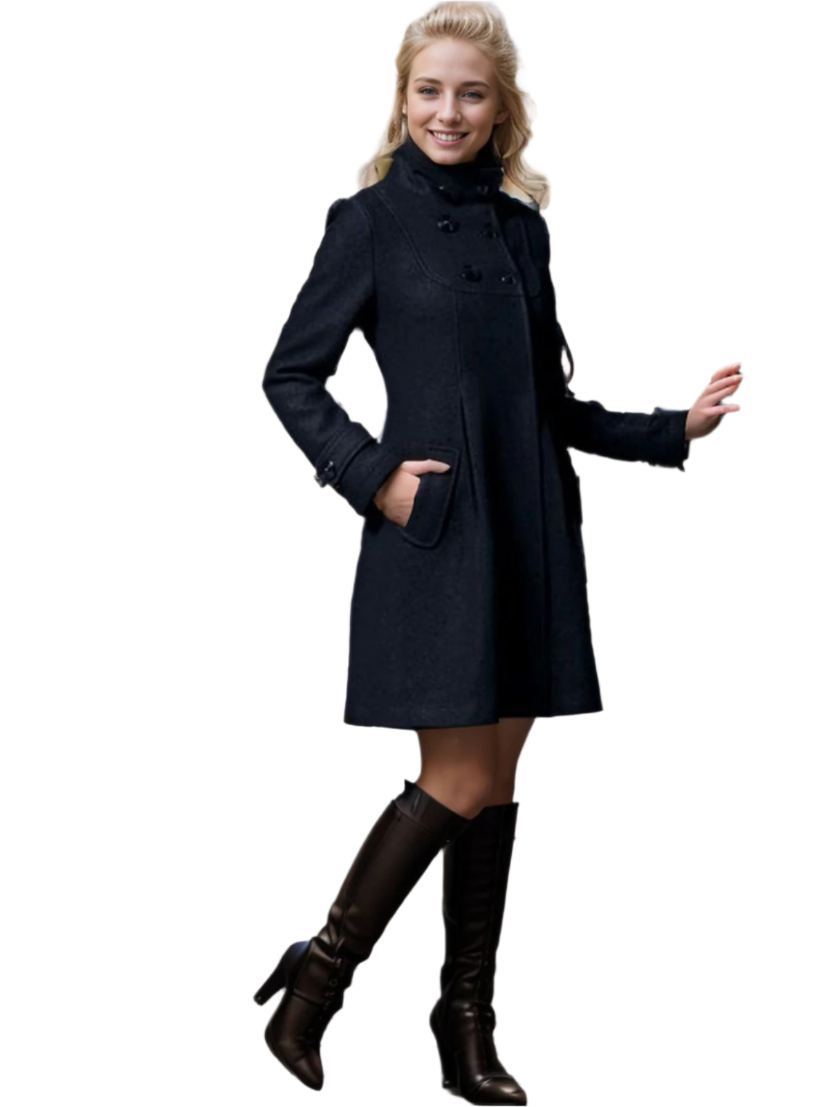 Street-wave Elegant Tailored Coat for Women Featuring High Neck Warmth and Timeless Style