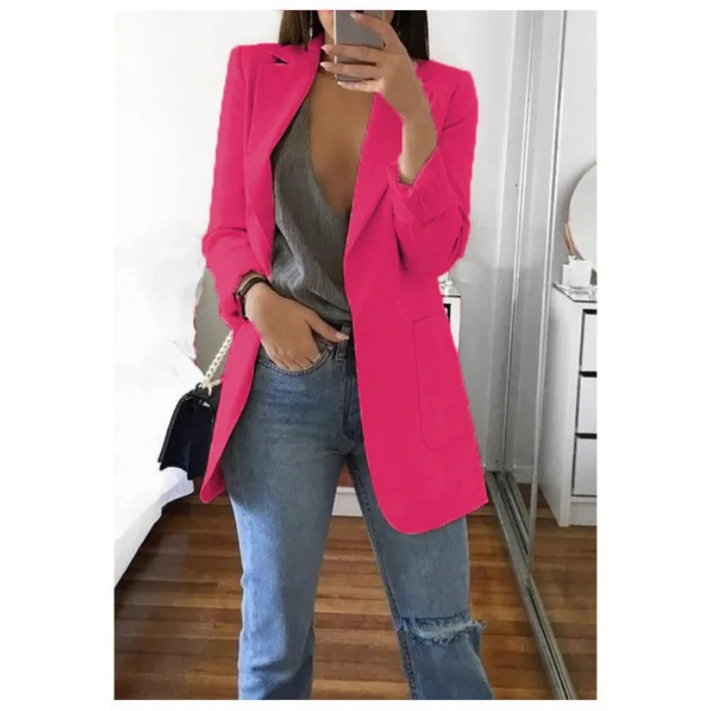 Street-Wave Women Blazer Khaki Lightweight Elegant Tailored Jacket For Everyday Style
