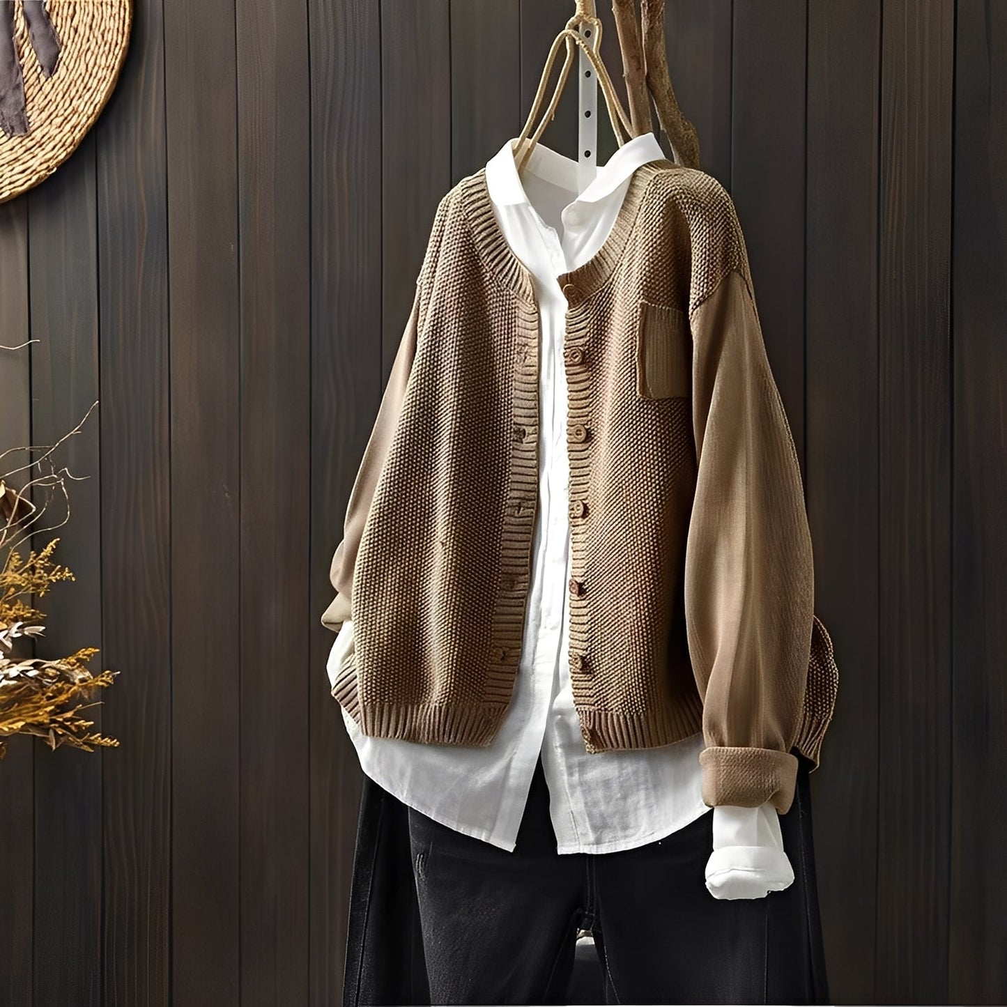 Street-wave Cardigan For Women Cozy Classic Knit With Button Front And Front Pockets