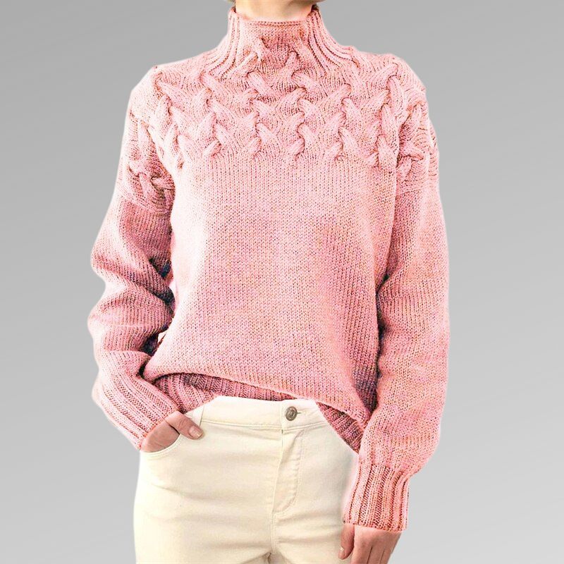 Street-wave Cable Knit Turtleneck Sweater For Women Elegant Warm Cozy Knitwear Premium