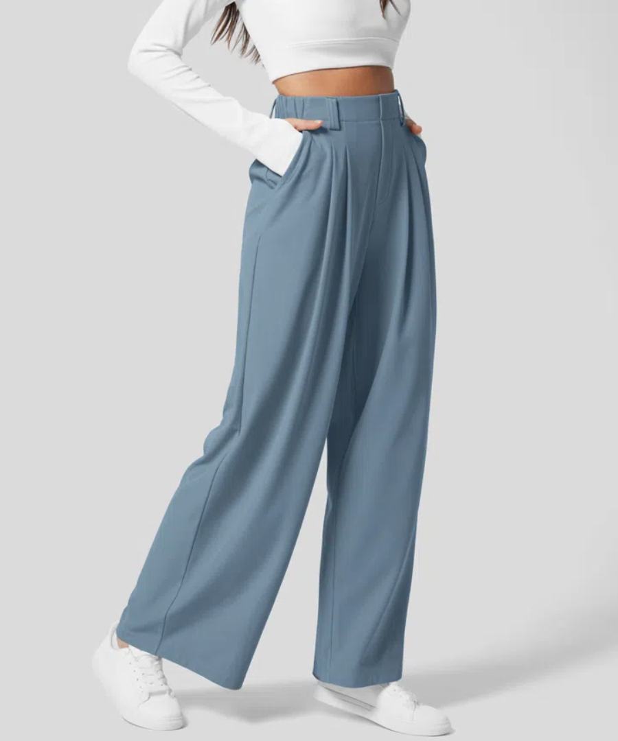 Street-Wave Wide-Leg Tailored Pants For Women High-Waist Comfort And Elegant Style