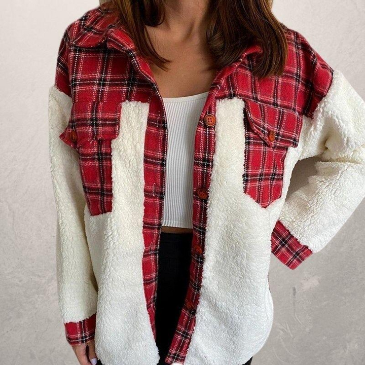 Street-wave Cozy Warm Cotton Jacket For Women With Sherpa Fleece Lining Soft Durable Easy Care
