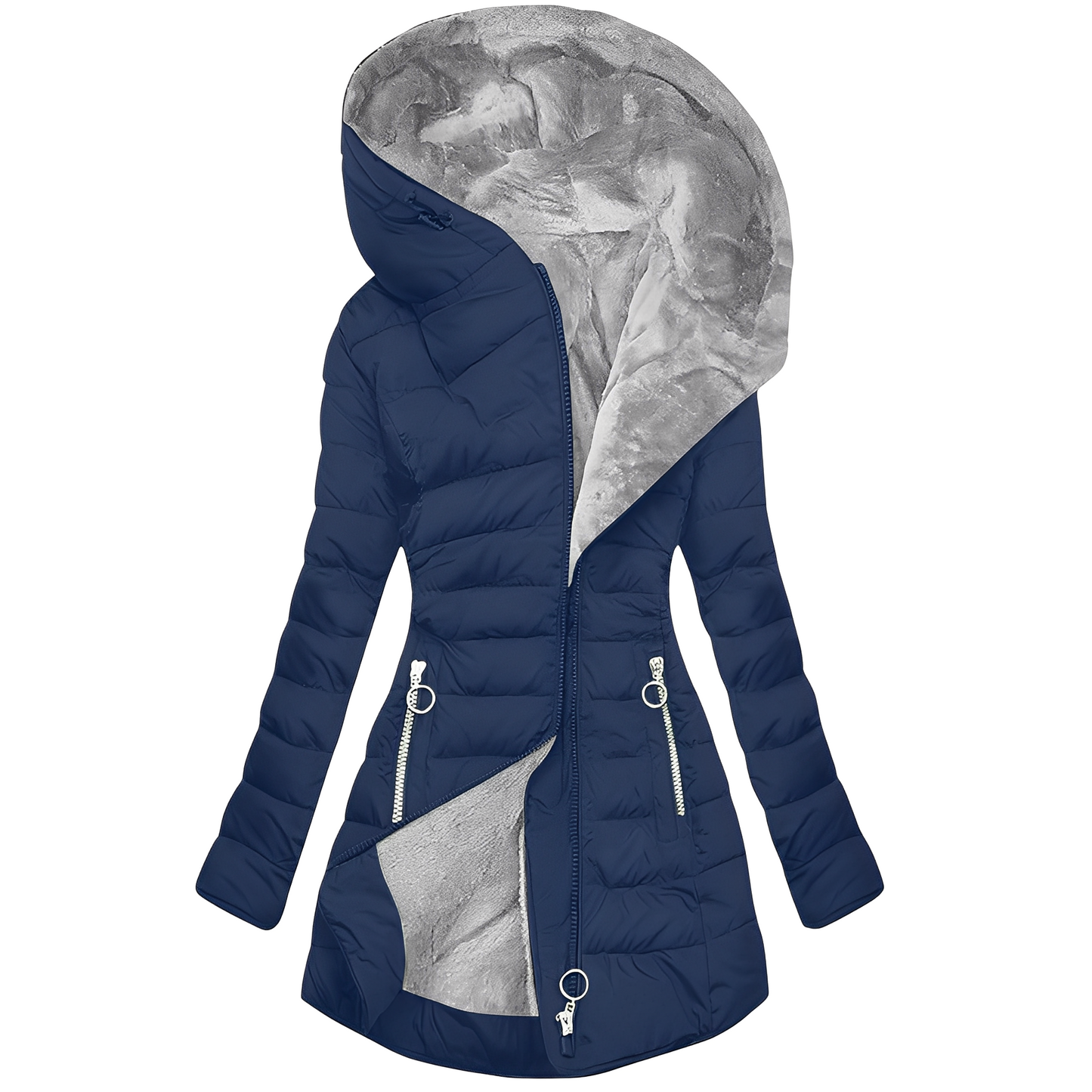 Street Wave Women's Hooded Puffer Coat With Faux Fur Lined Hood For Warm Winter Comfort