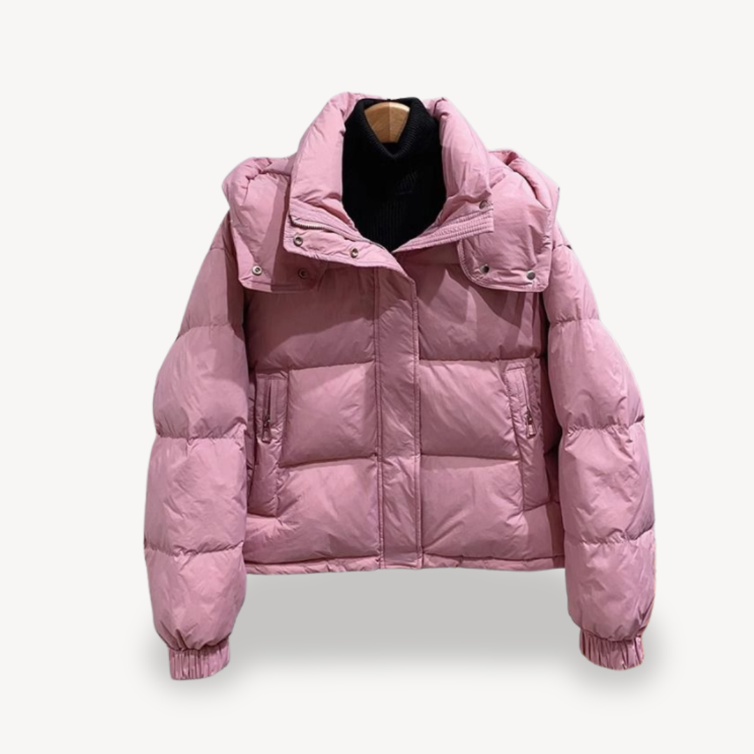 Street-Wave Oversized Puffer Jacket For Women With High Collar Zipper Front Cozy Warmth Statement Winter Coat