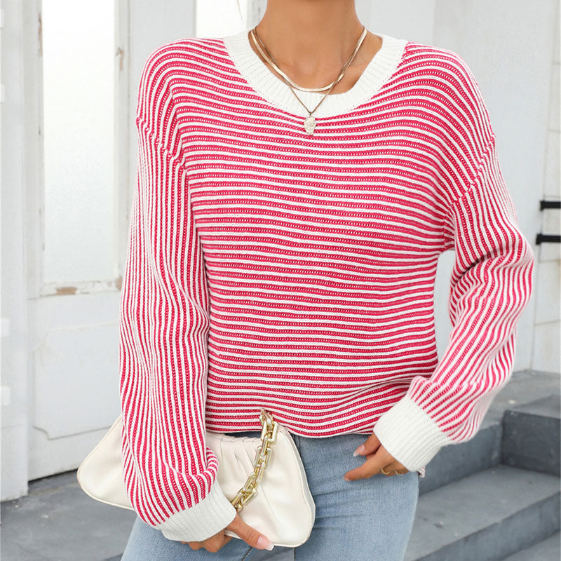 Street-Wave Acrylic Striped Knit Cardigan For Women Timeless Stylish Comfortable Layering