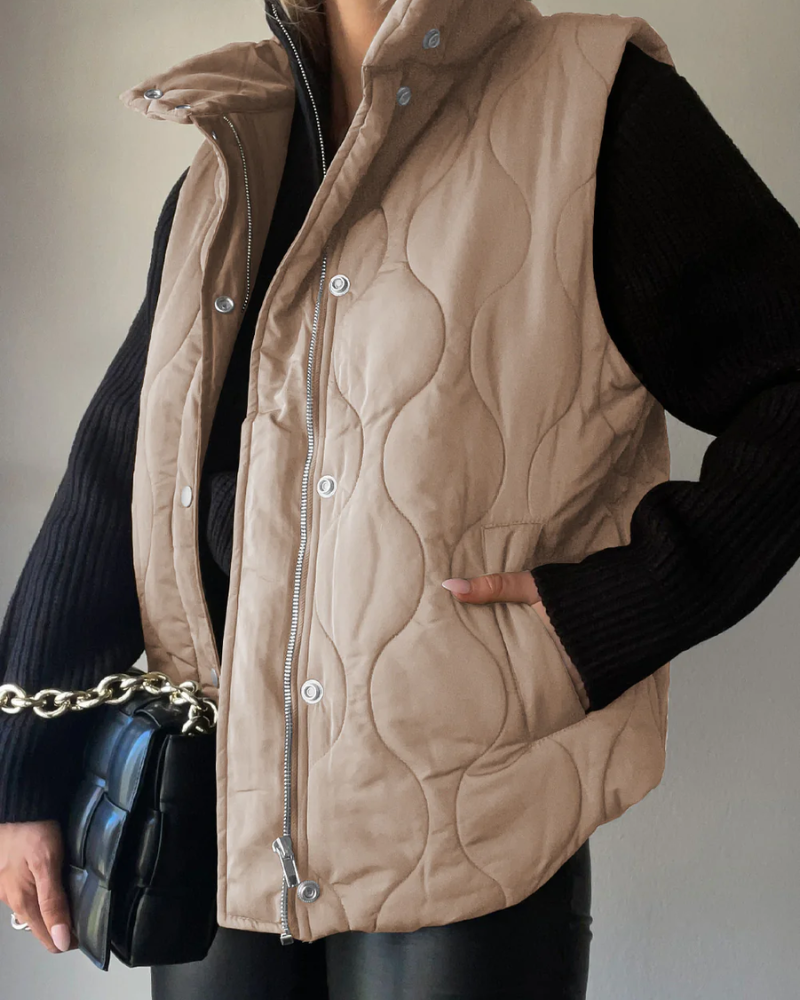 Street-Wave Plus Size Puffer Vest Oversized Quilted Outerwear For Women Cozy Warm