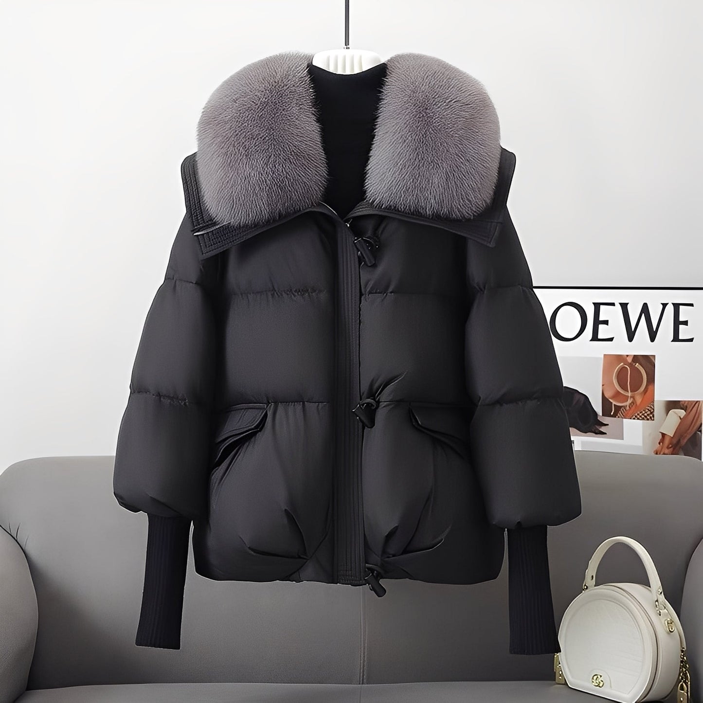 Street Wave Down Jacket With Fur Collar For Women Elegant Puffer Coat For Premium Warmth In Winter
