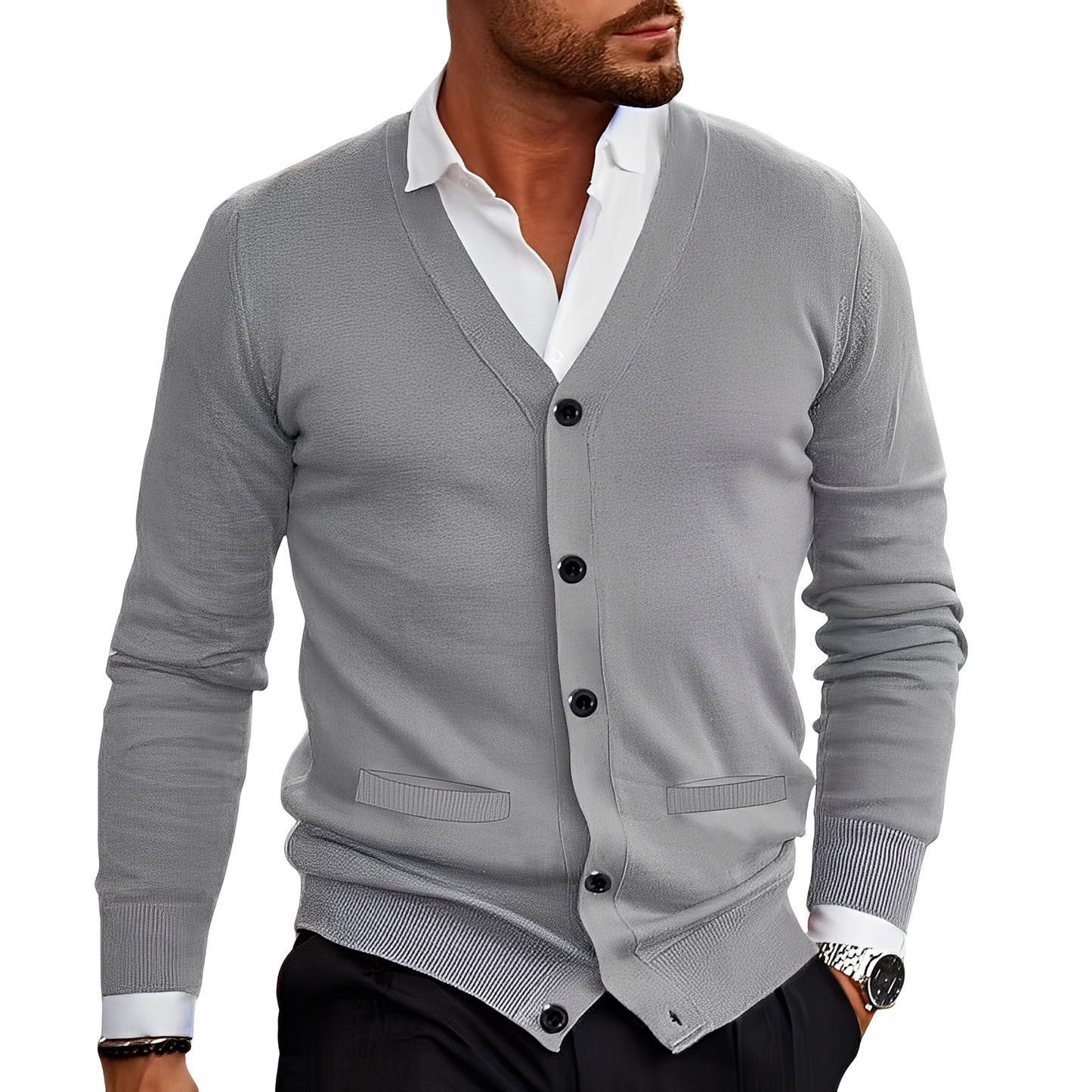 Streetwave Cotton Cardigan For Men With Button Front Cozy Knit Versatile For Casual Office