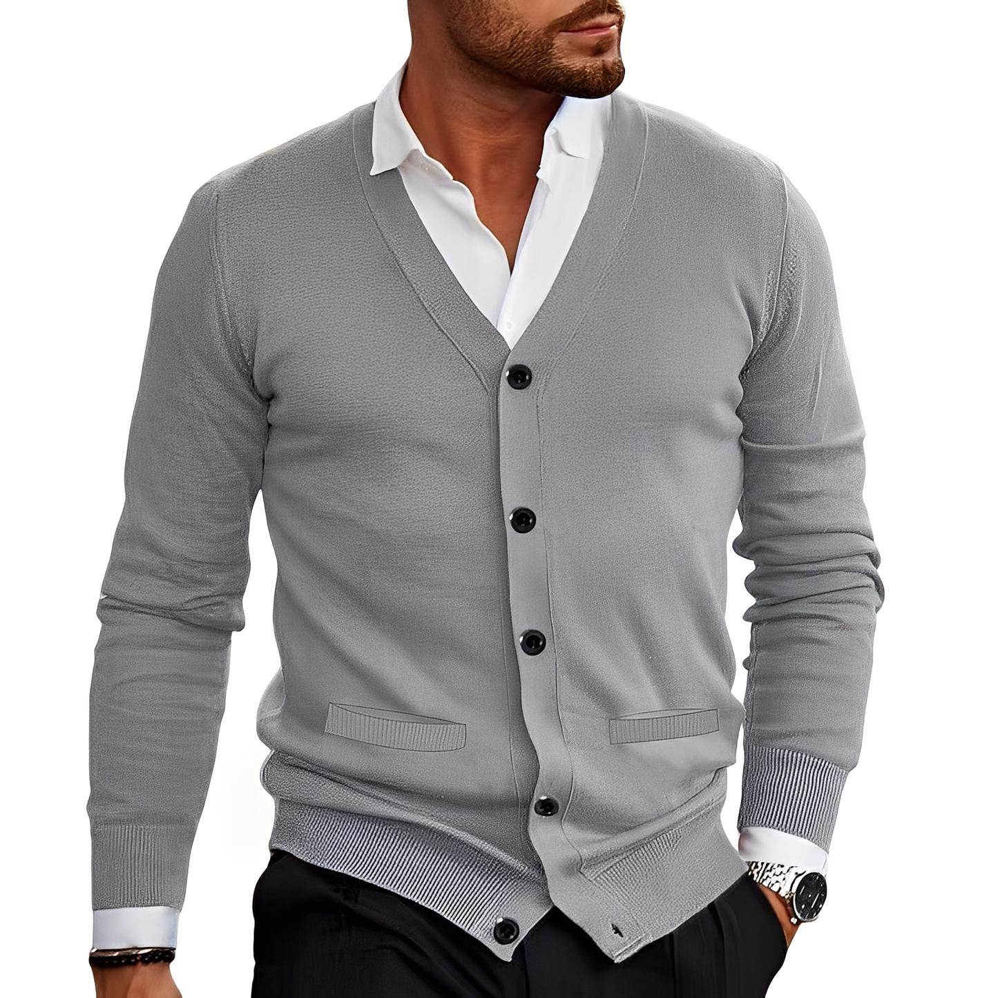 Street-wave Men Cardigan With Button Front Premium Knitwear For Office And Casual Wear