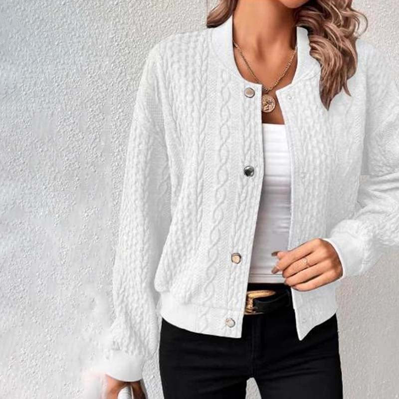 Street-wave Knit Cardigan For Women Cozy Cable Knit Essential For Casual Everyday Looks