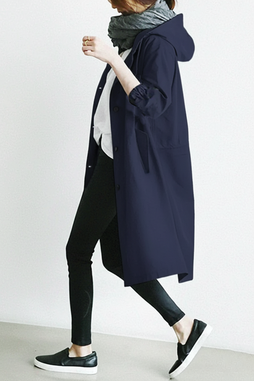 Street Wave Anna Hooded Trench Coat Unisex Comfort