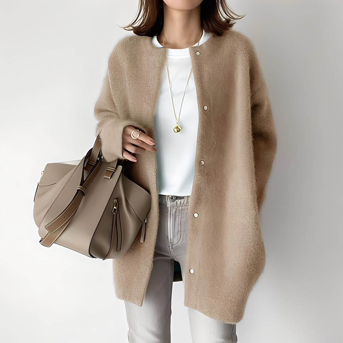Street Wave Cardigan For Women Loose Fit Cotton Knit Soft Comfortable Everyday Wear