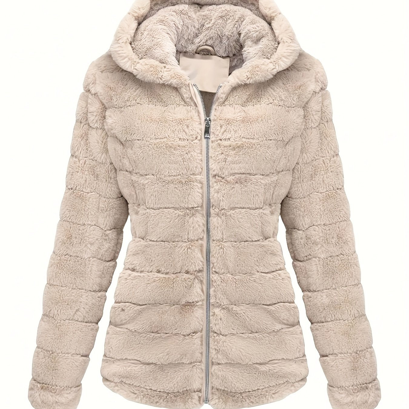 Street-wave Elegant Teddy Coat For Women Warm Plush Zipper Front Jacket Durable Silky Feel