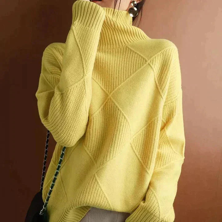 Streetwave Olivia Elegant Turtleneck Sweater For Women With Breathable Comfort And Vintage Design
