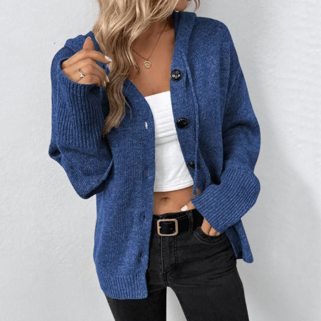 Street-Wave Cozy Button-Front Knit Cardigan for Women - Chunky Knit Relaxed Fit Warmth and Style