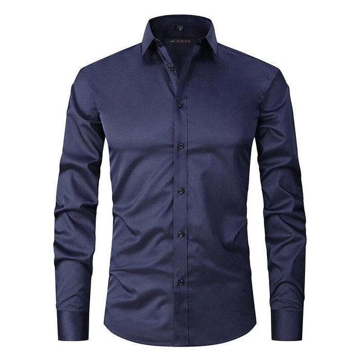 Nordisk Flair Mens Shirt Slim Fit Breathable Stretch Fabric Non Iron Button Closure White