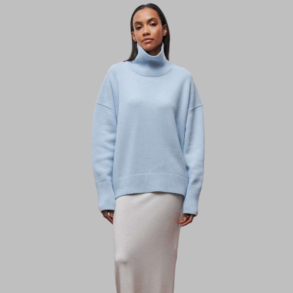 Street-Wave Oversized Turtleneck Pullover For Women Warm Cozy Knit Sweater In Bold Orange