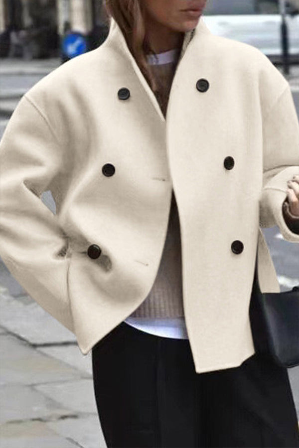 Streetwave Ladies Oversized Beige Coat With Double Breasted Front Buttons For Modern Everyday Chic And Durable Comfort