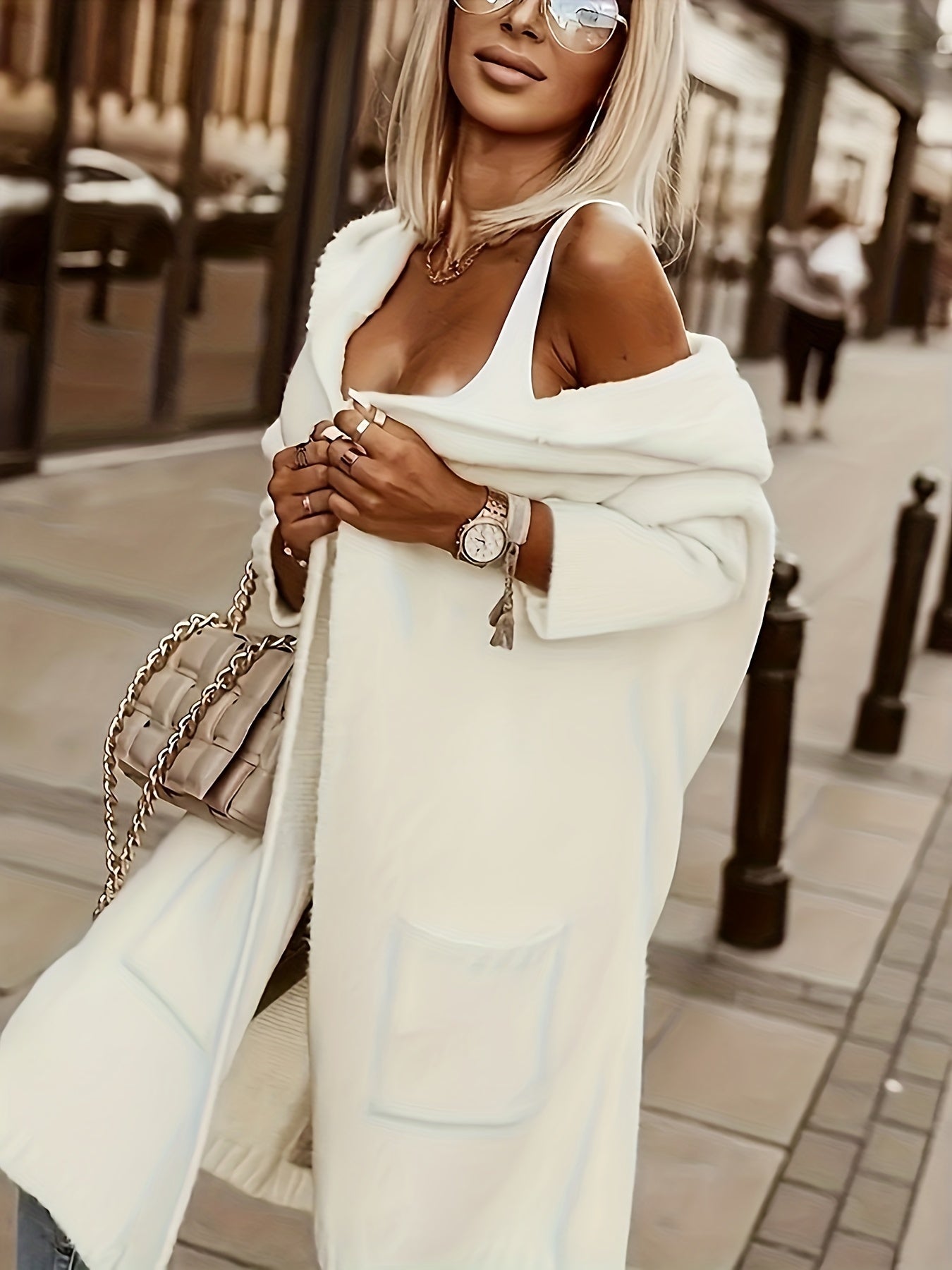 Street Wave Hoodie Cardigan For Women Soft Warm Long Knit Coat With Hood For Effortless Cozy Everyday Style