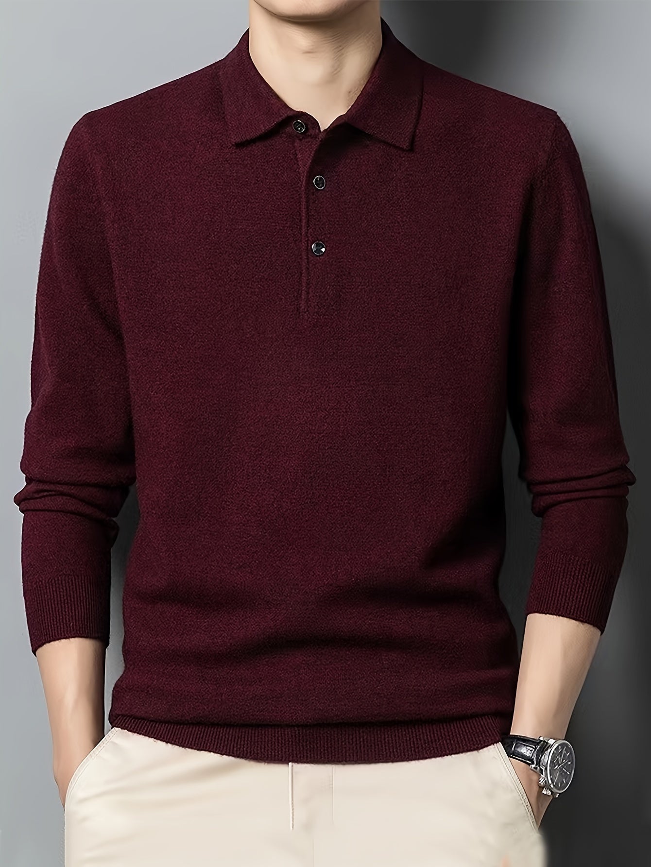 Street Wave Classic Knit Polo Shirt Soft Wool Blend For Men Everyday Comfort And Style
