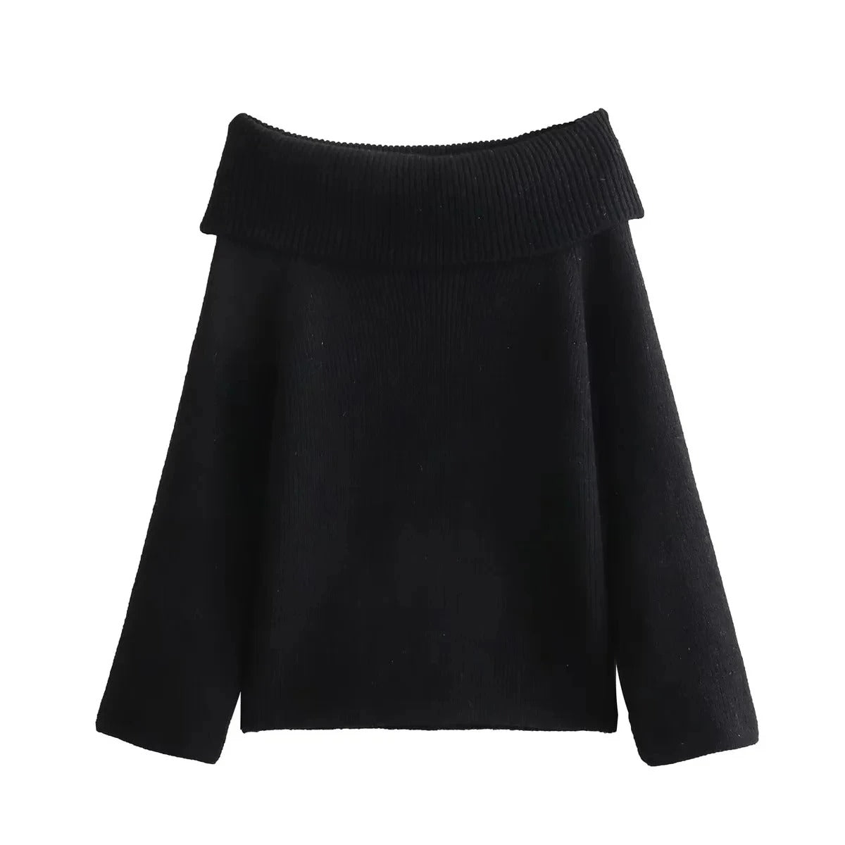 Street-wave Off-Shoulder Knit Sweater For Women Cozy Oversized Pullover With Soft Warmth And Elegant Comfort