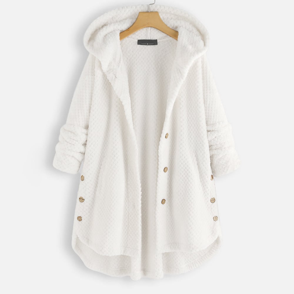 Street-Wave Fleece Coat For Women Cozy Plush Warmth With Hood Teddy Texture Fabric