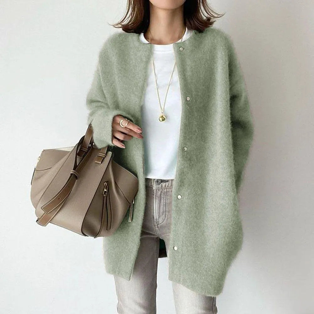 Street Wave Soft Knit Coat For Women Cozy Warmth And Timeless Versatility In Neutral Tones