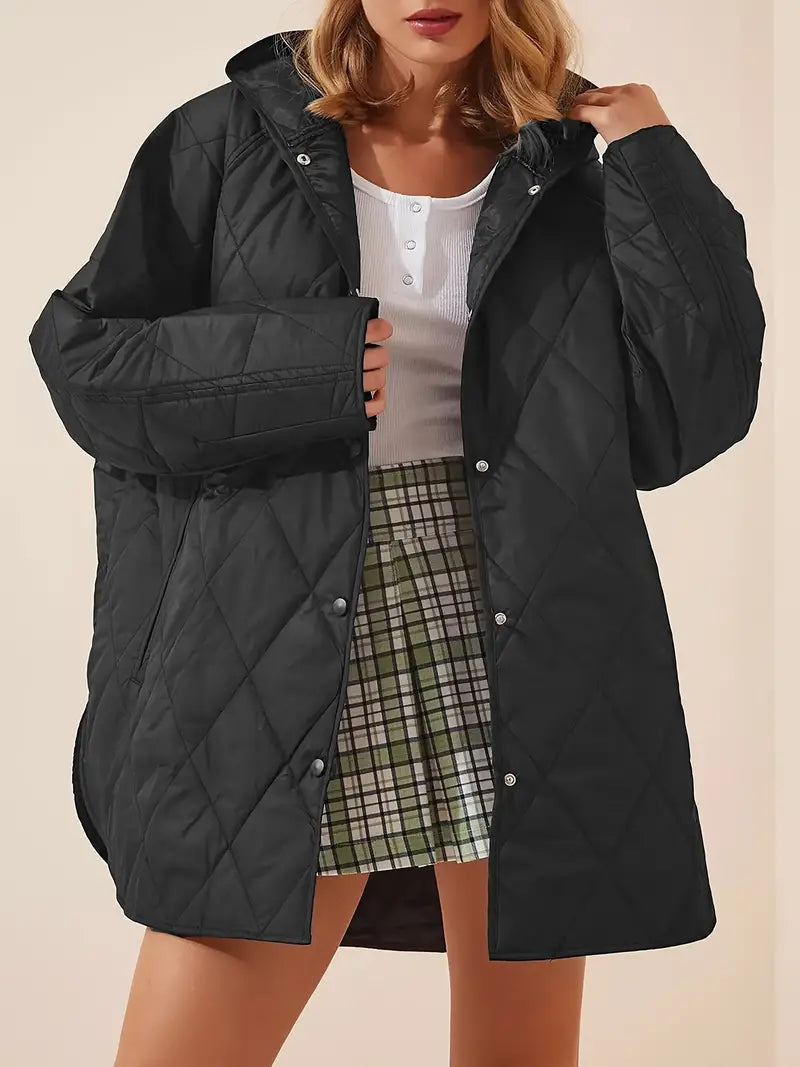 Street-wave Puffer Jacket For Women Oversized Warm Hooded Winter Coat Ideal For Cold Days