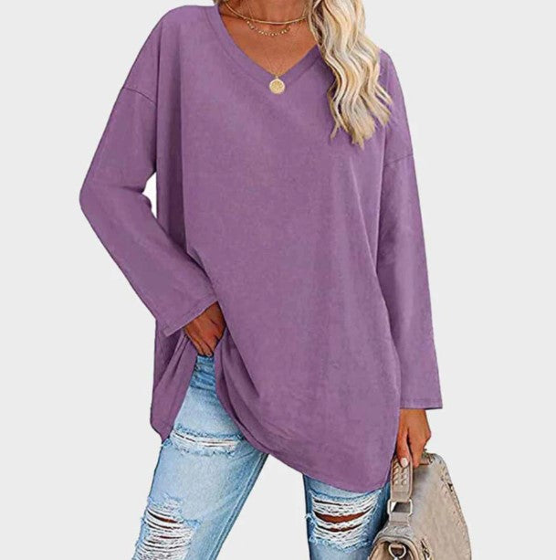 Street-wave Cozy V Neck Long Sleeve Sweater For Everyday Wear Soft Durable Knit Womens Casual Pullover