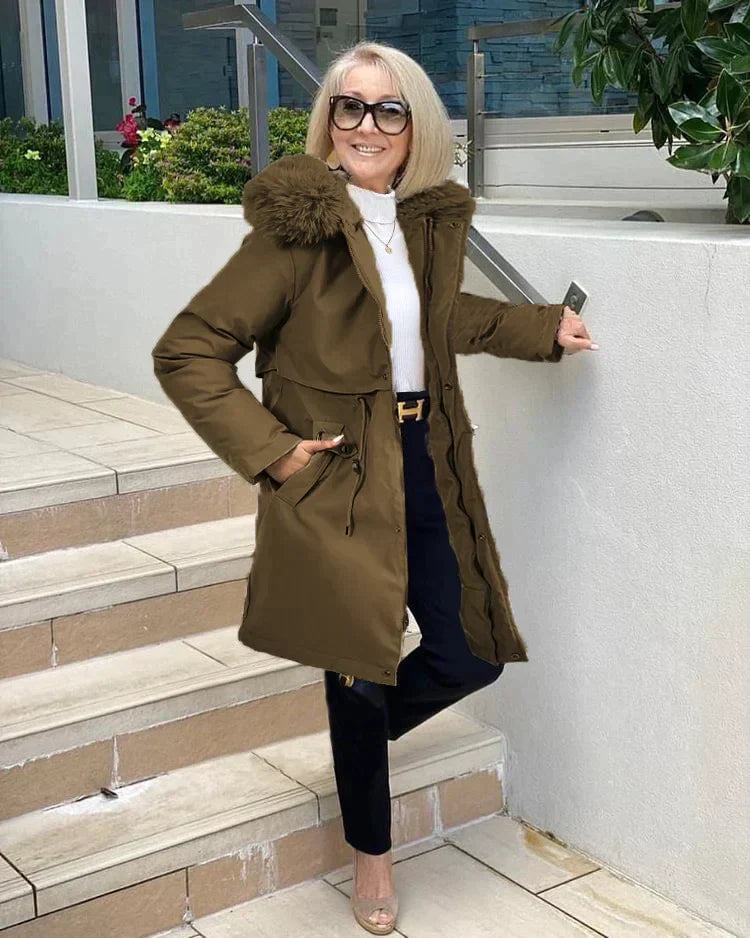 Street-wave Oversized Winter Coat For Women With Plush Fur Trim Cozy Yet Chic Outerwear