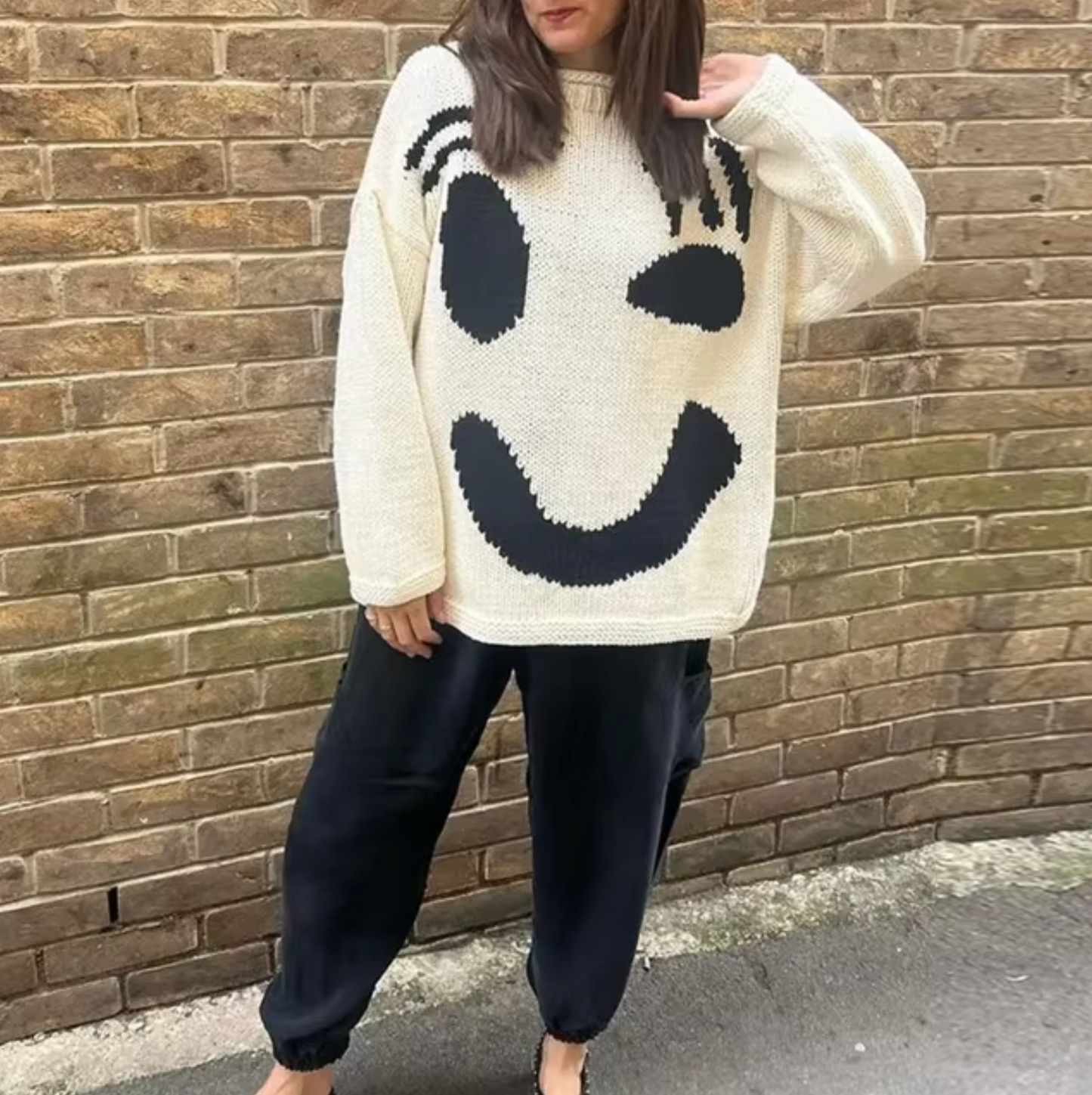 Street-Wave Oversized Cotton Knit Sweater For Women Comfort