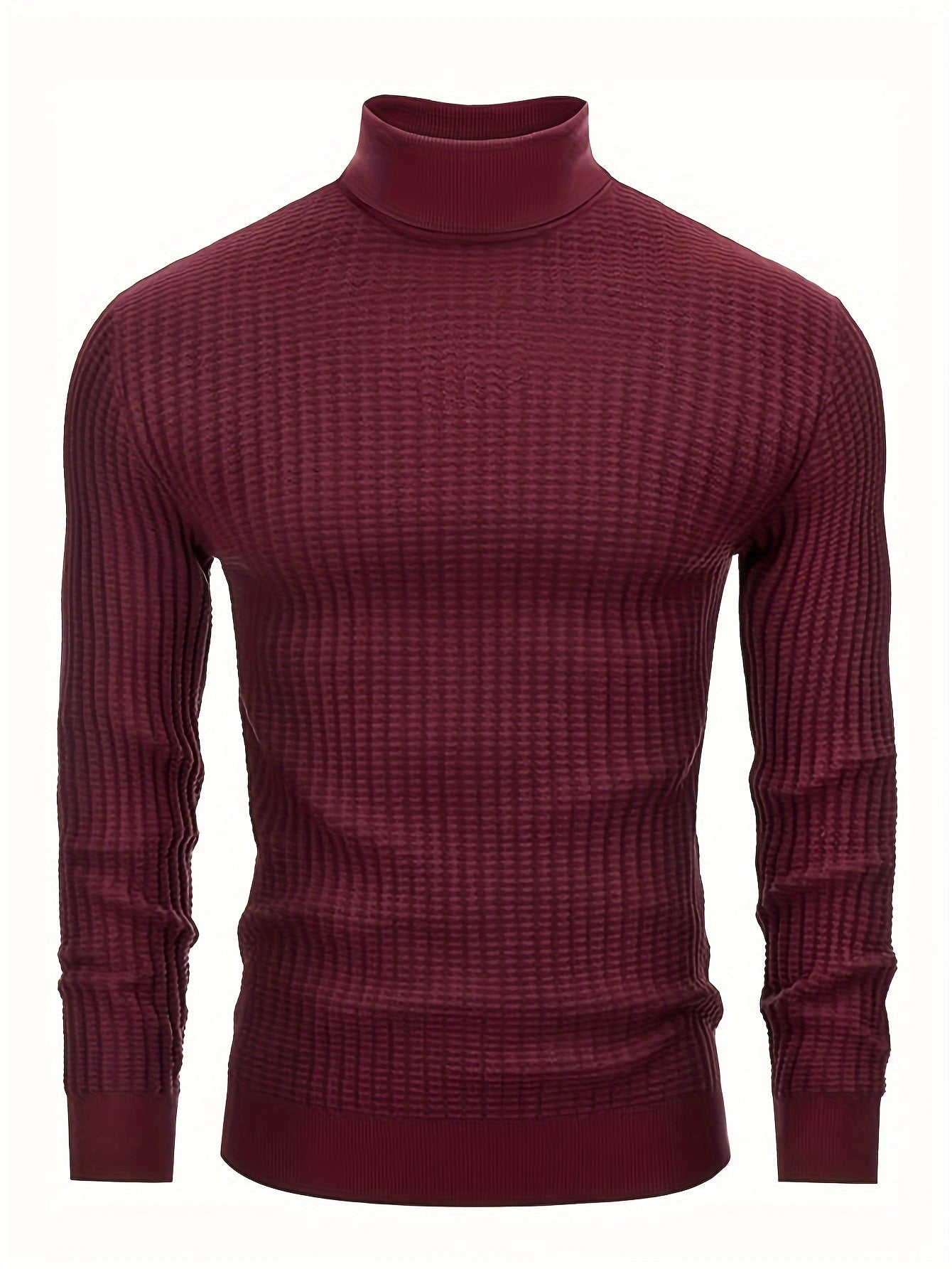 Street-Wave Waffle Knit Rollneck Pullover For Men Timeless Comfort And Versatile Style