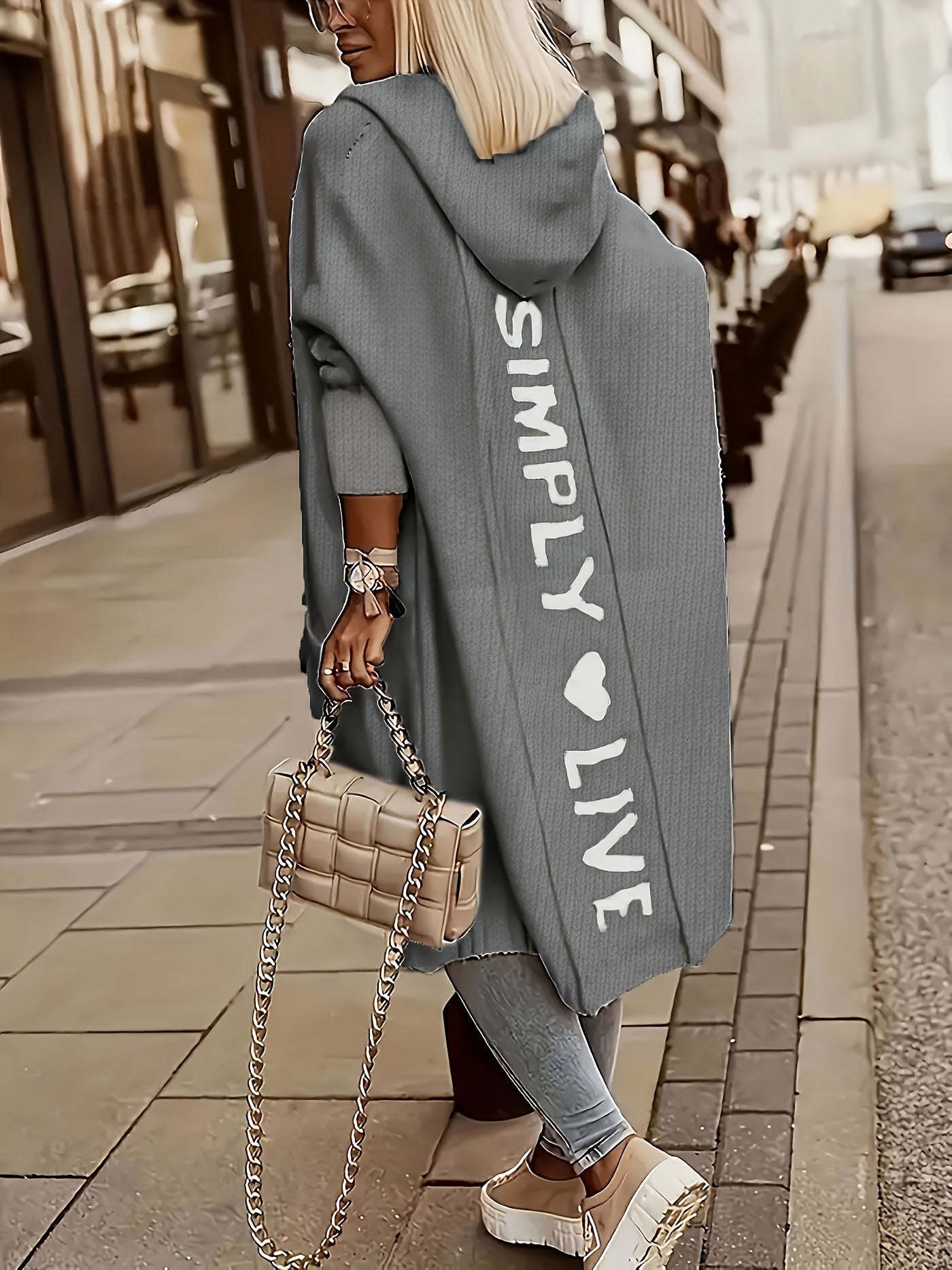 Street Wave Hoodie Cardigan For Women Soft Warm Long Knit Coat With Hood For Effortless Cozy Everyday Style