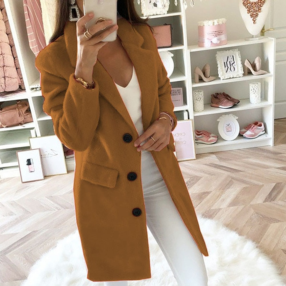 Streetwave Long Coat for Women Warm Cozy Comfort Elegant Polyester Jacket Outerwear