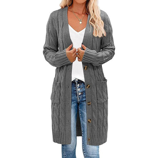 Streetwave Long Knit Cardigan For Women Warm Cozy Knitwear Chic Wardrobe Essential