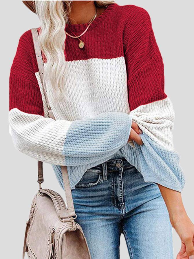 Streetwave Colorblock Knit Sweater For Women Soft Cozy Fall Fashion Pullover For Casual Autumn Wardrobe