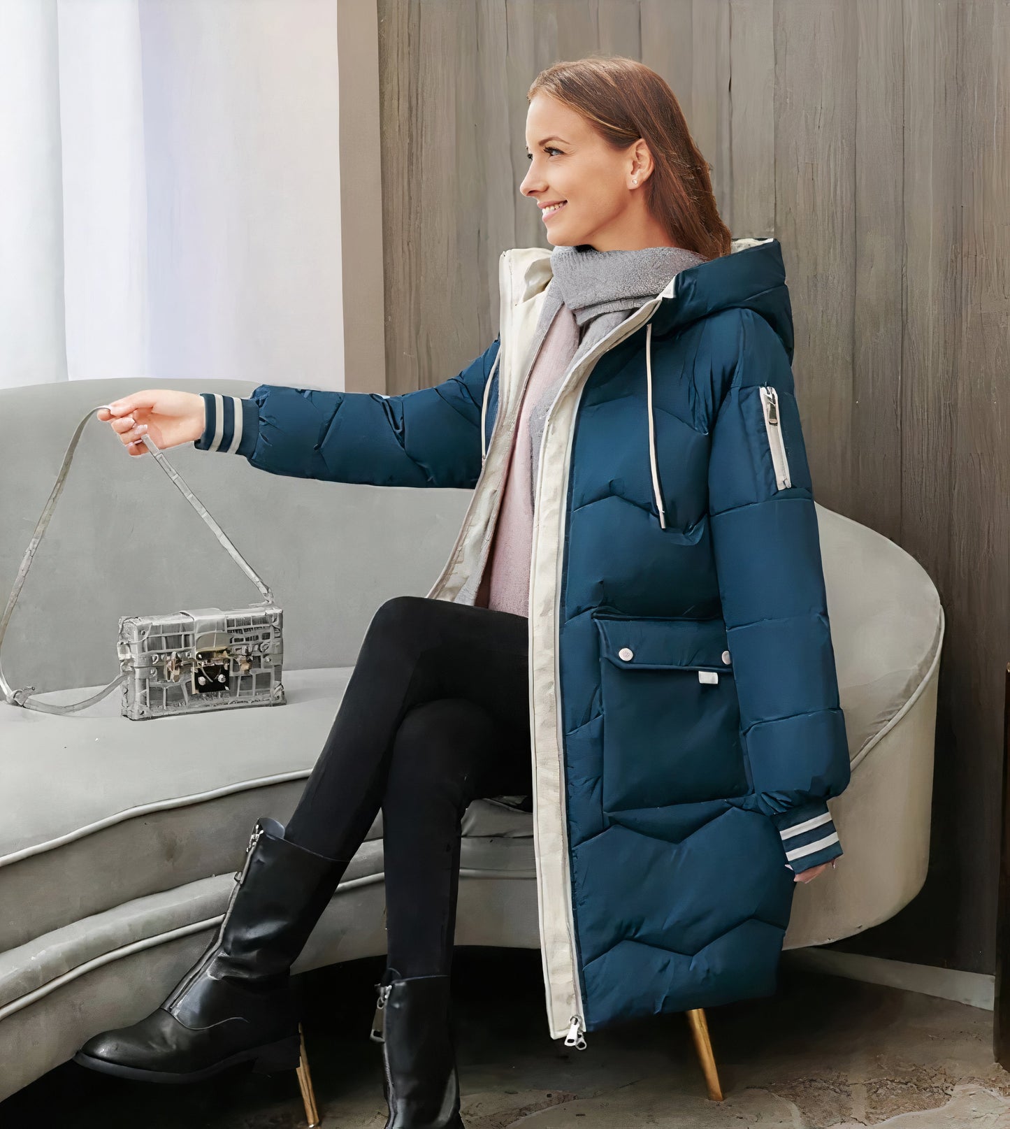 Street-wave Women Puffer Coat Knee Length Waterproof Windproof Insulated To Minus20C