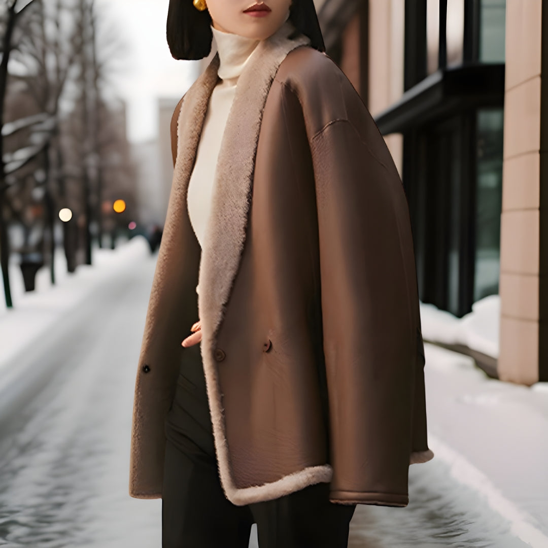 Street Wave Reversible Fur Coat For Women Two In One Design With Dual Colors Belted Style