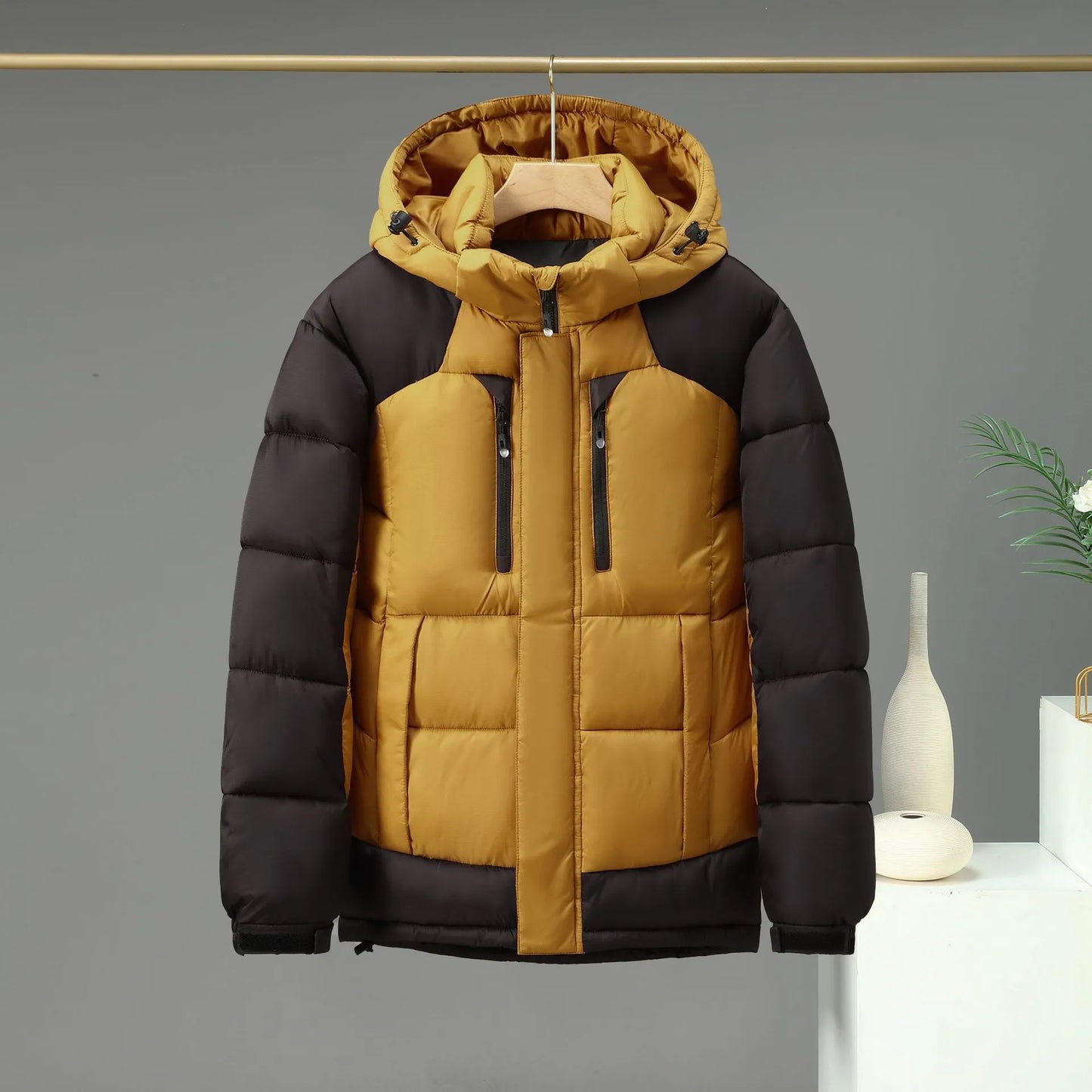 Street-Wave Mens Puffer Winter Coat With Detachable Hood Warm Insulated Durable Fabric