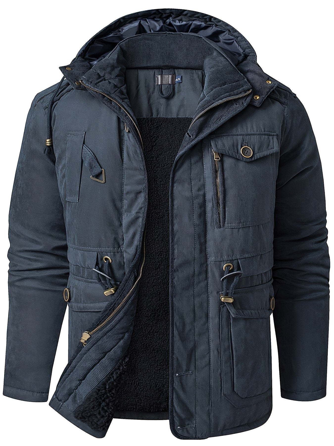 Street-Wave Hooded Utility Jacket Insulated Lining For Men