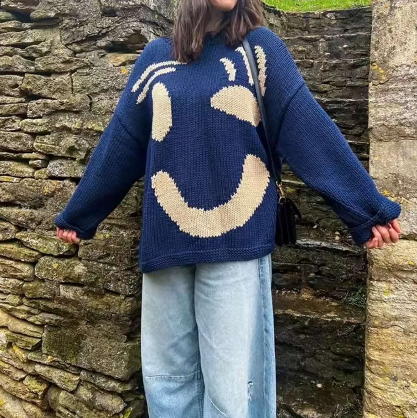 Street-Wave Oversized Cotton Knit Sweater For Women Comfort