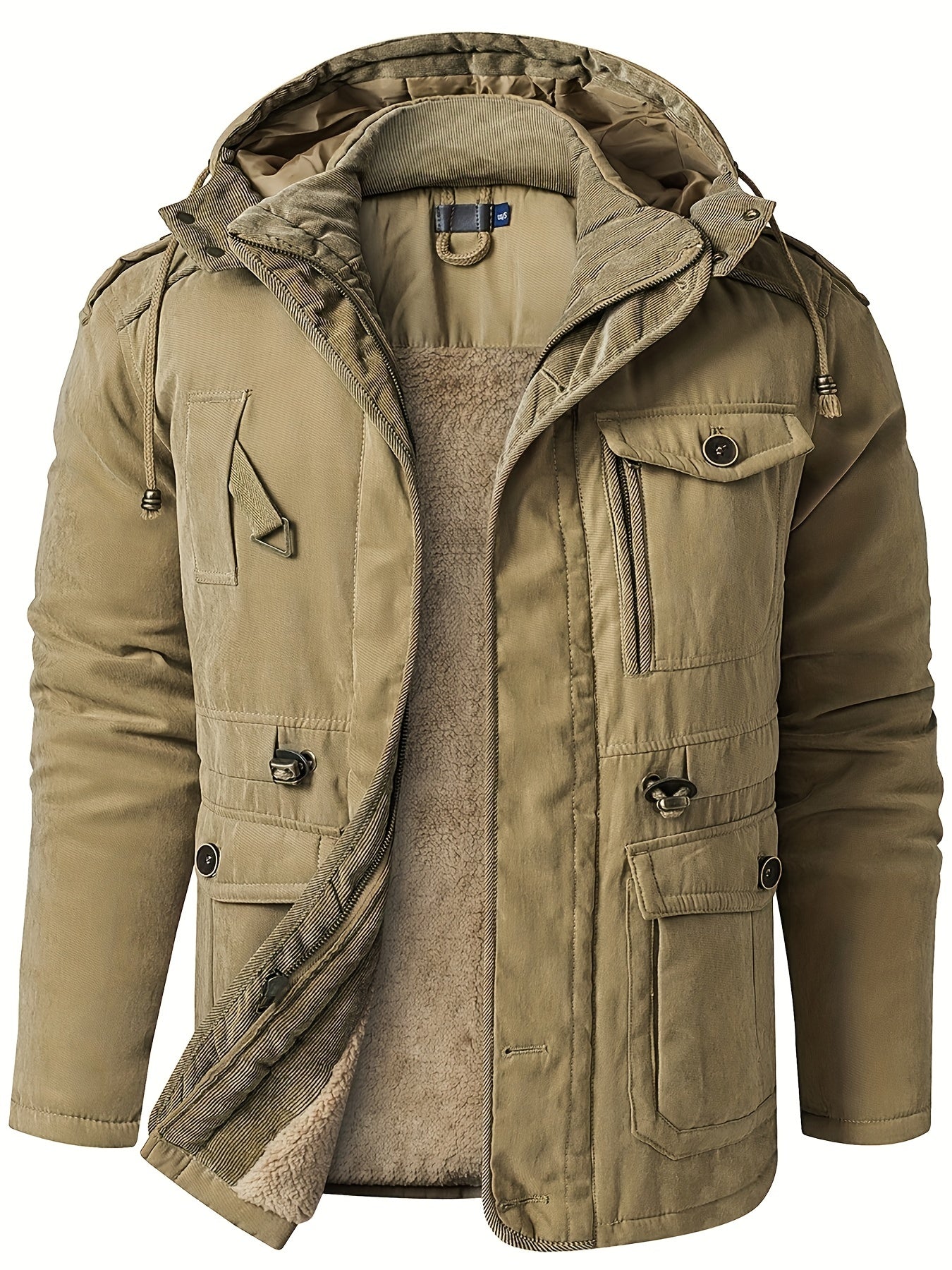 Street-Wave Hooded Utility Jacket Insulated Lining For Men