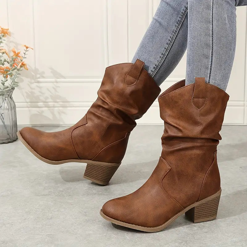 Street-Wave White Cowgirl Boots For Women Comfortable Western Style Perfect For Brunch And Outdoor Adventures