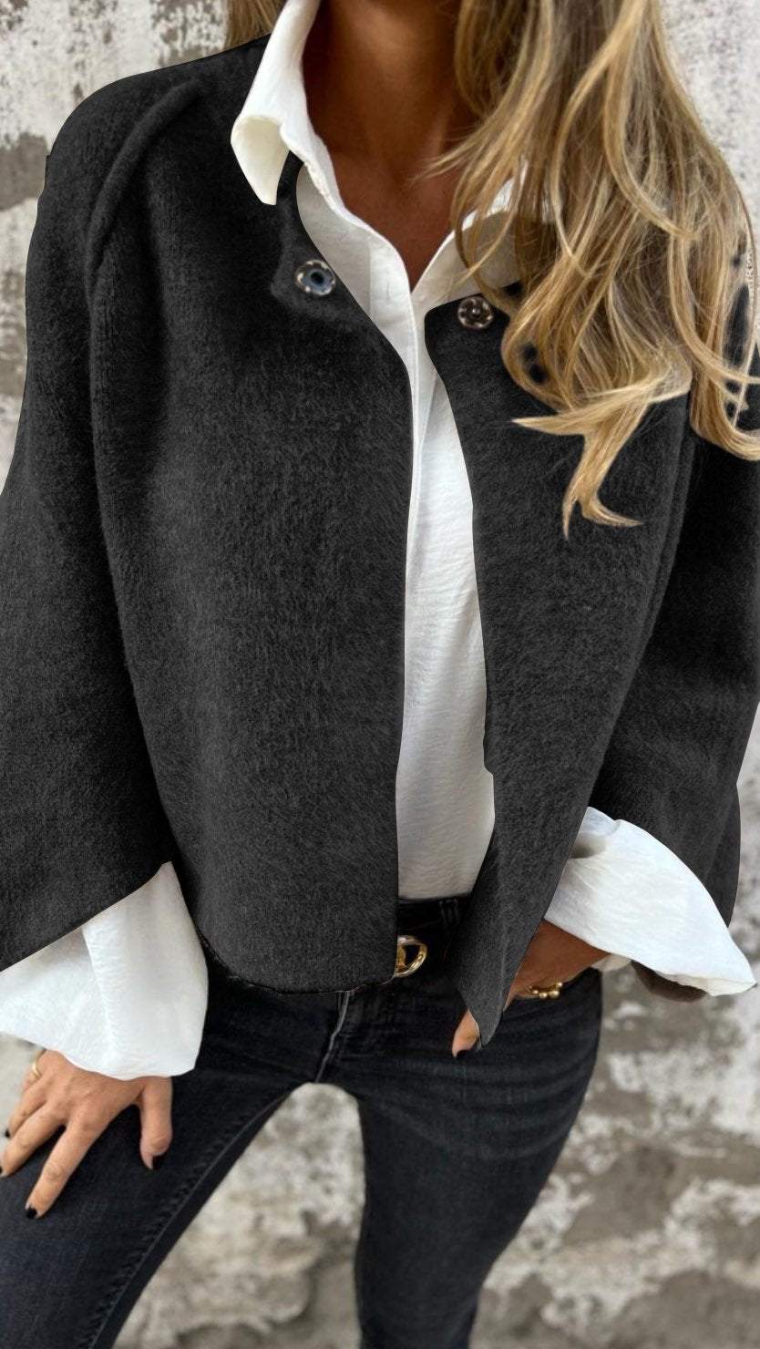 Street Wave Women's Wool Jacket With Long Sleeves Cozy Warmth And Soft Fuzzy Fabric